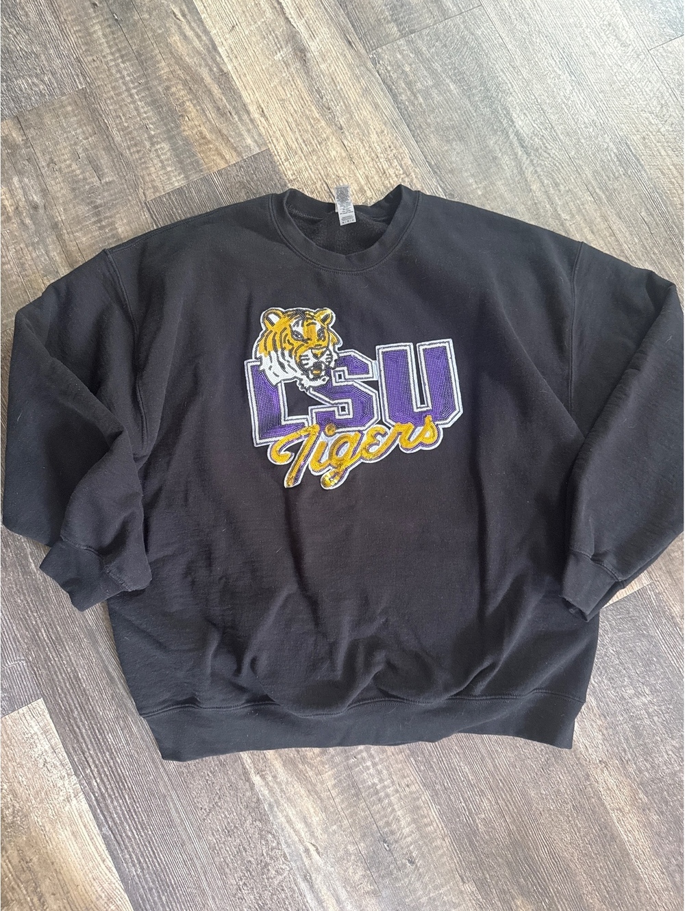 Gildan LSU Tigers sequinCrewneck Sweatshirt XL